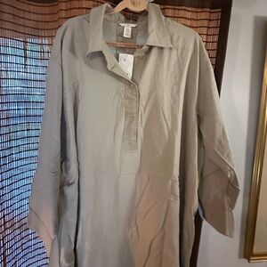 H&M Tan Casual Button Down Shirt Dress Relaxed Fit